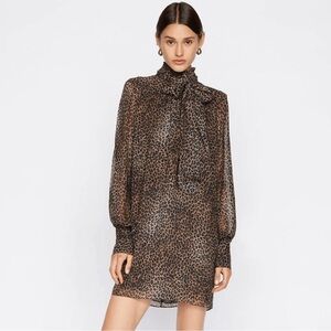 FRAME Leopard Print Dress with Detachable Bow